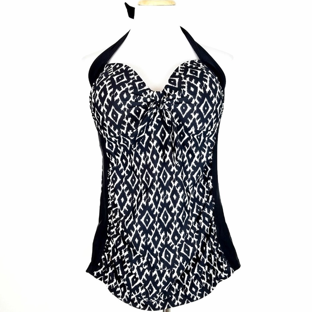 Merona Womans Tankini Top Size XL Black White